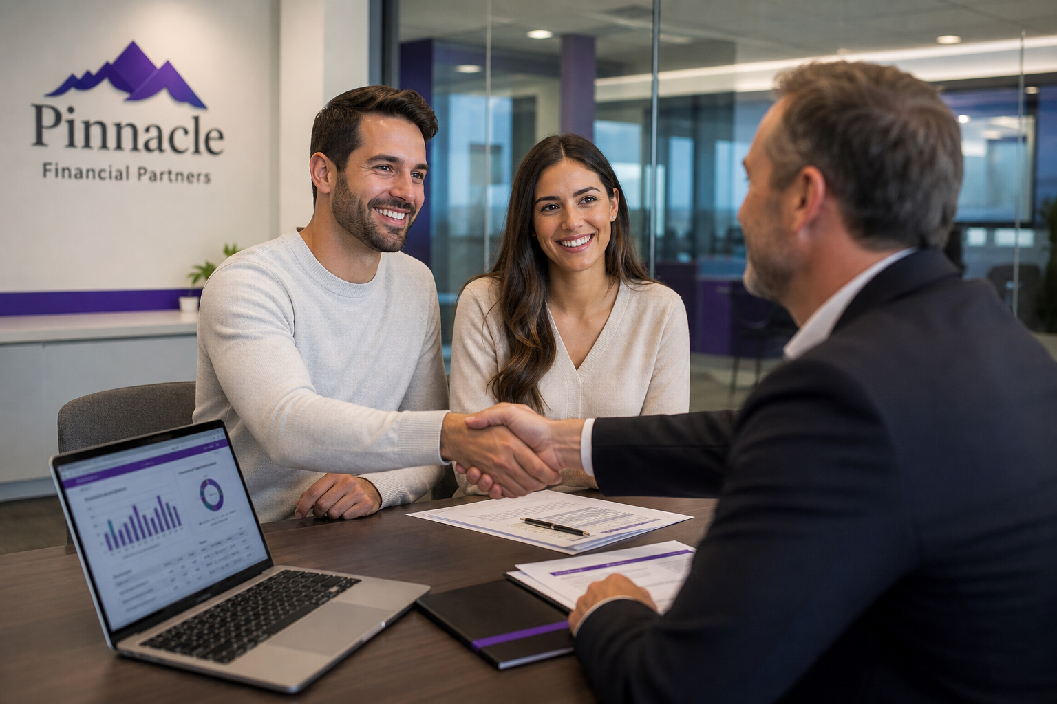 Financial advisor welcoming a couple, representing the friendly Truist.com experience