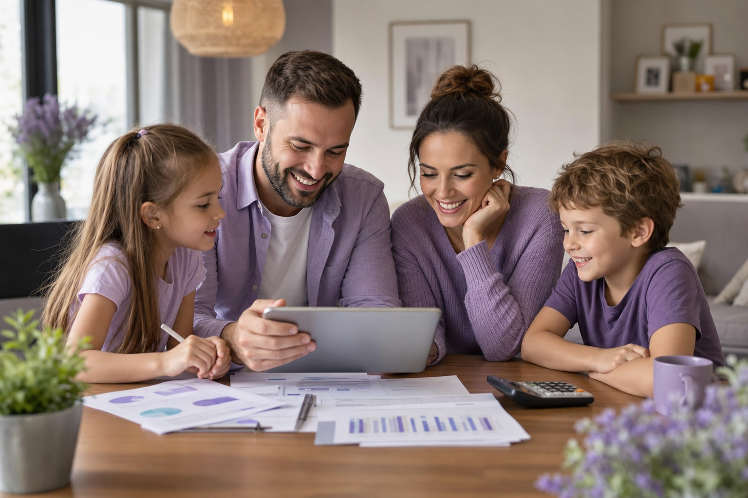 Family managing their Truist Financial accounts together at home