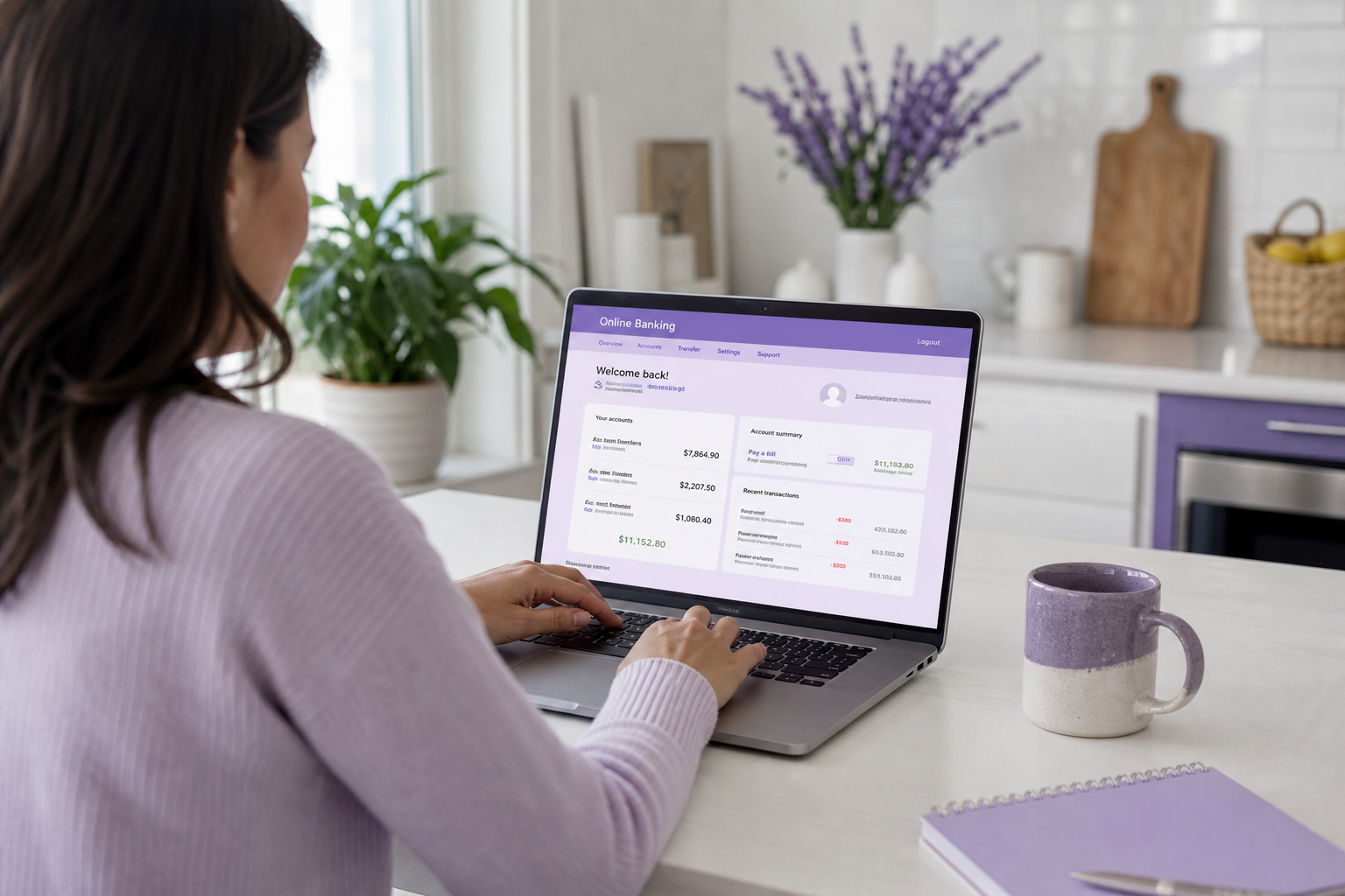 Person completing the www truist com login on a laptop at home